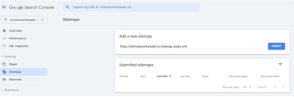 Sitemap.xml for indeksering av din nettside i search console