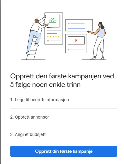 Printscreen 1 – Opprettelsen av en ny Google Ads-konto