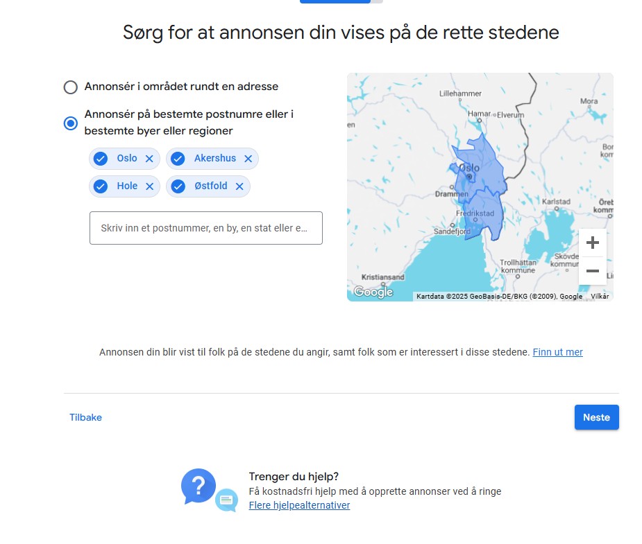 Printscreen 10 – Velg demografiske kriterier og geografi